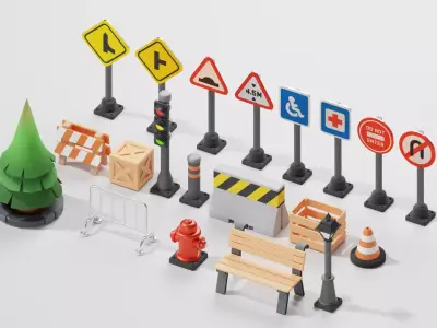 street element cartoon pack 3D model