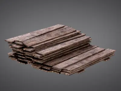 Cutted Wood Stacks Planks AAA PBR Game Ready Asset Low-poly 3D model