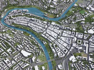 Bern - city Low-poly 3D model