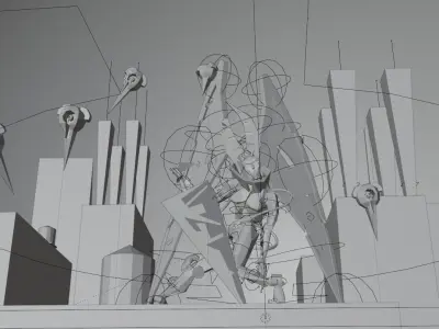 Retro-styled robo-angel 3000 Low-poly 3D model