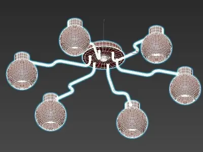 otto-cl121161 six light brass ceiling fixture with glass globes 3D model