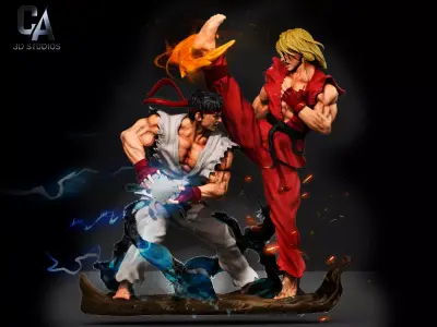 Ken and Ryu 3D Print 3D print model