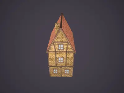 Medieval house Low-poly 3D model 46