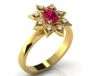 Diamond Ring For Women 3d Print Model 3D print model 8