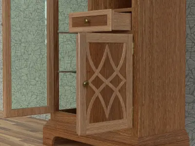 Art Nouveau wooden showcase 3D model