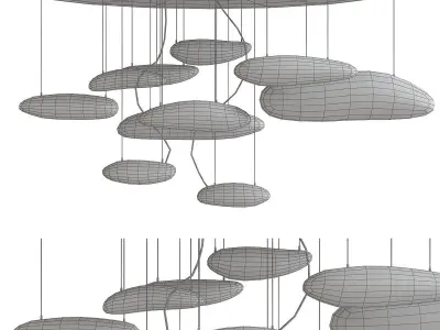 Chandelier collection low poly 3d model light fixture with tw... Low-poly 3D model