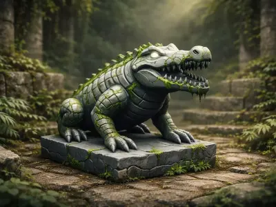 Stone Crocodile Guardian Statue Stylized Fantasy 3D Model 3D model