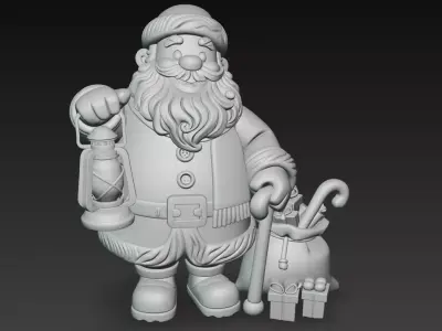Cozy Lantern Santa -Z Warm Christmas Sculpture 3D Model 3D print model