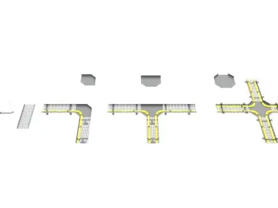 Cable Tray with Ceiling Support and Floor Pedestal Free 3D model