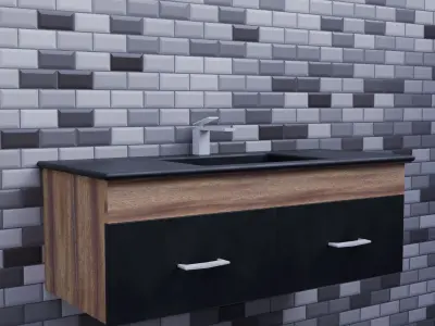 Modern Black Sink Cabinet Free 3D model