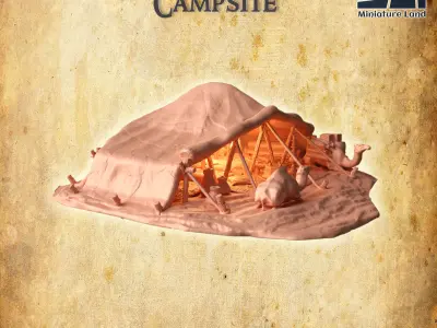 Desert Campsite Tabletop Terrain 28 MM 3D print model