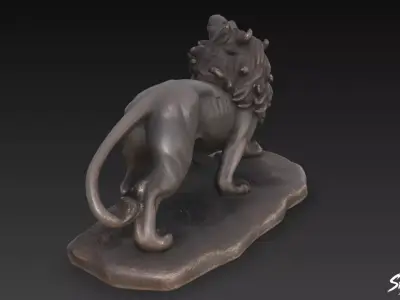 Lion Statue V33 Low-poly 3D model