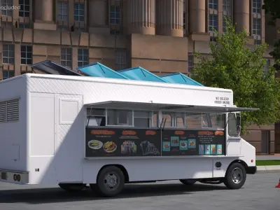  Solar Roof Snack Truck with Interior White Rigged for Maya 