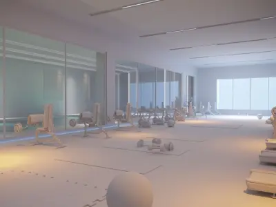 Fitness gym and pool 3D model