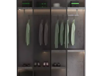 wardrobe 4 with glass doors and shirts 3D model