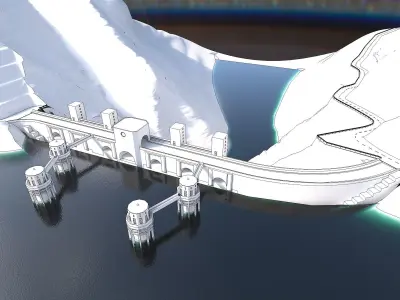 Dams construction river 3D model