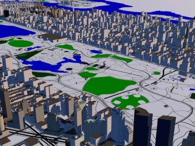 New York Manhattan 10x15km 3D City Map 3D model