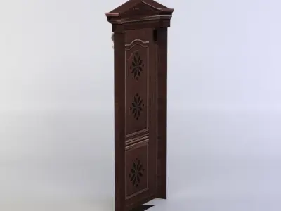 Door wooden with decorative design Low-poly 3D model
