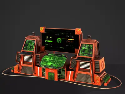 Sci-Fi Consolo Computer Base 5 Low-poly 3D model