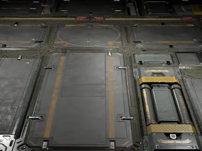 Sci Fi Floor modular Pack Low-poly 3D model