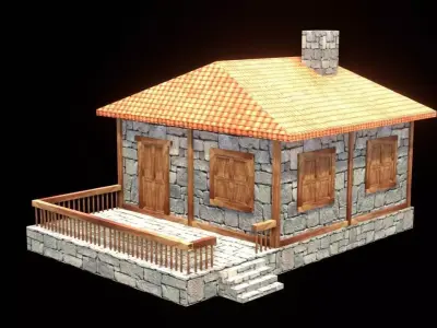 medieval house low poly village town residential game ready 39 Low-poly 3D model