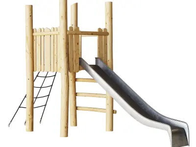 Play platform with slide and net 3D model