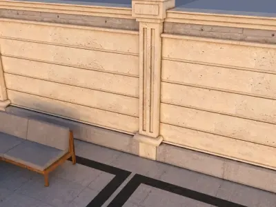 Wall - wall exterior - stone wall - concrete - Low-poly 3D model