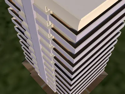 12-Storey Residential Building 3D Model Low-poly 3D model