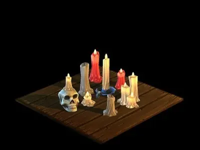 Low Poly Candles set of Low-poly 3D model