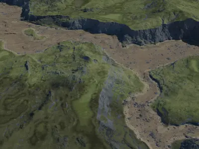 Landscape River Flow Low-poly 3D model