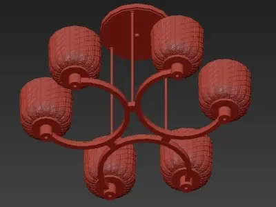 HARLOW chandelier with glass shades and brass finish 3D model