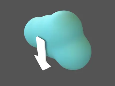 Cloud Download Icon v1 009 Low-poly 3D model