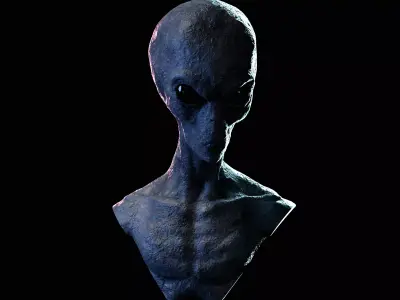Grey Alien Bust 3D print model