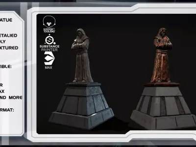 Star Wars Jedi Statue Low Poly Low-poly 3D model