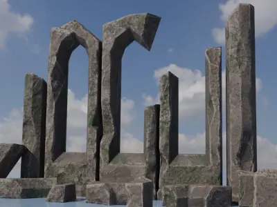 Ancient stone ruins Low-poly 3D model