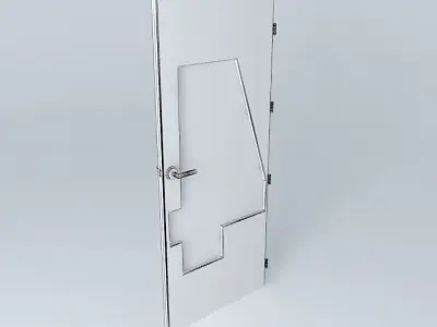 3D door with glass Free 3D model