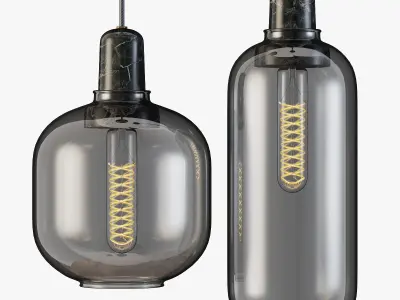 normann copenhagen amp pendant lamp grey and gold 3D model