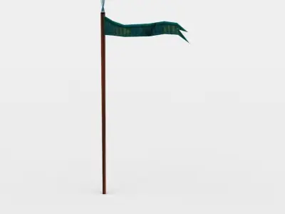 Green flag Low-poly 3D model