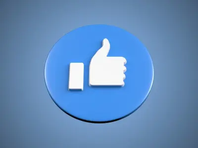 Facebook like button 3D model Vray Ready Game Ready Free low-poly 3D model