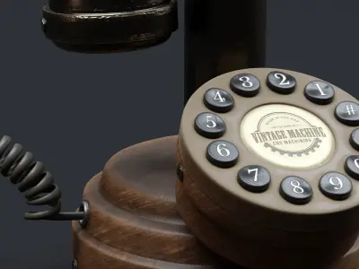 Vintage Wooden Telephone 2 3D model