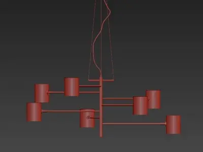 Chandelier modern with six shades 3D model