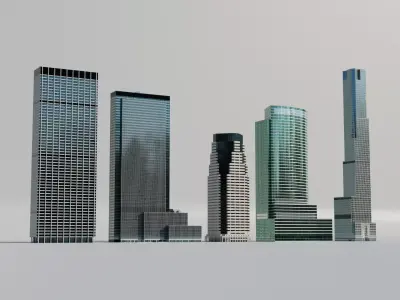 NYC Tall Skyscrapers v2 Low-poly 3D model