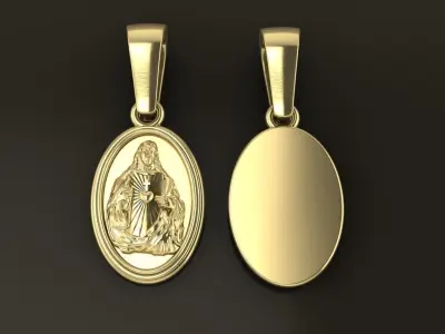 Oval Antique Jesus Christ Pendant 12mm Length 3D print model