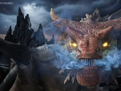  Fantasy Dragon Walking Animated Rigged For Maya 