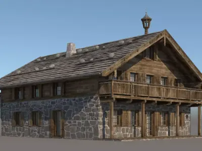 Wooden Cabin Chalet 2 3D model
