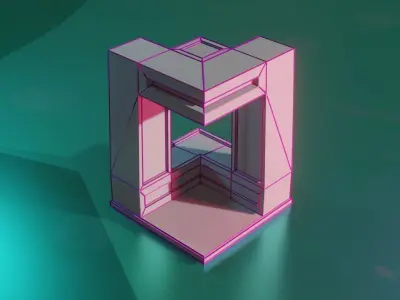 Modular Stylized Cyberpunk Building 1 Low-poly 3D model