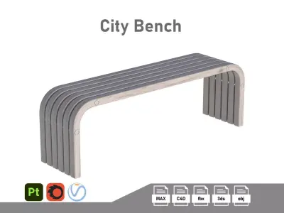 City Bench 13 Low-poly 3D model