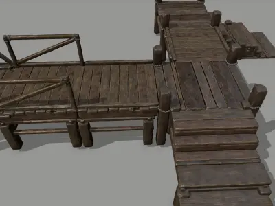 wood bridge Low-poly 3D model