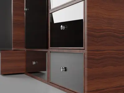wooden cabinet design glass door Low-poly 3D model
