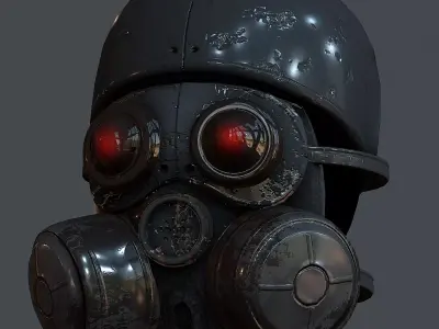 Gas mask helmet 3d model scifi Low-poly Low-poly 3D model Low-poly 3D model